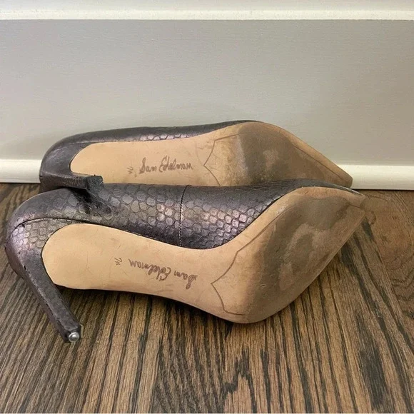 Sam Edelman Dea Snake print metallic leather heels size 7.5 - Picture 6 of 7